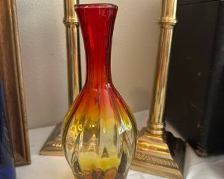 Tangerine Amberina Blown Glass Vase