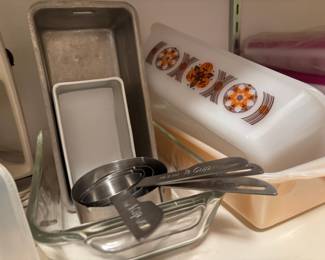 Glasbake Loaf Pan, Fire King Peach Luster Loaf Pan