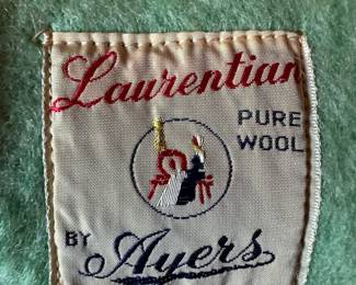 Two Green, Cream and Yellow Ayers Laurentian Wool Blankets