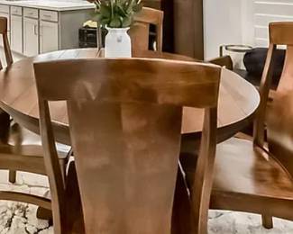 Solid Wood Barrington Pedestal Table and Four Ramsey Side Chairs