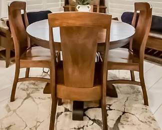 Solid Wood Barrington Pedestal Table and Four Ramsey Side Chairs