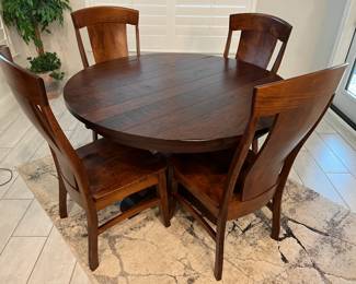 Solid Wood Barrington Pedestal Table and Four Ramsey Side Chairs