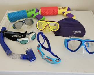 Child Size Goggles, Snorkles, Swim Cap, Water Guns