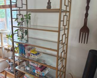Metal and Glass Modern Shelving Unit, Manga, Games