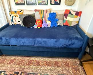 Blue Velvet Day Bed with storage trundle