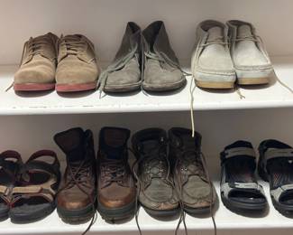 7 Pairs Of Mens Quality Shoes Clarks, Ecco, Eddie Bauer