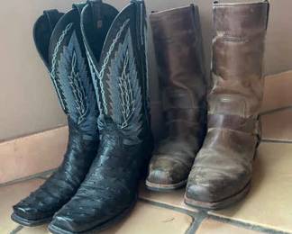 Ariat Ostrich Cowboy Boots HarleyDavidson Leather Harness Boots
