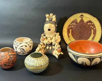 Native American Pottery Basketry Collection Signed Pieces