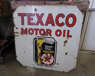Texaco Motor Oil Double Sided sign! Great shape!