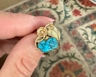 14K & Turquoise Native Ring