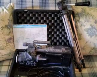 Video Camera And Tripod
