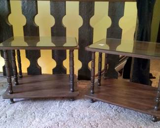 Two Glasstop Side Tables