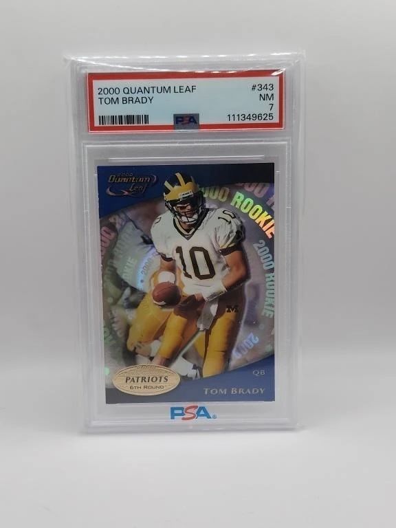 TOM BRADY QUANTUM HOLO ROOKIE! PSA 7. RARE CARD