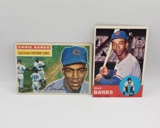 2 VINTAGE ERNIE BANKS CARDS