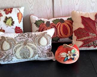 Velvet Pumpkin Beautiful Beaded Pillows