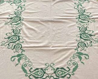 Irish Theme Handstiched Crossstitch Tablecloth