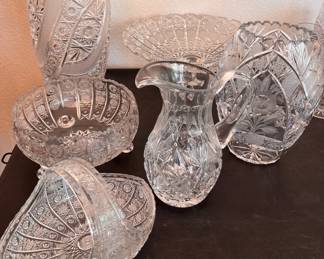 Crystal Pitchers, Vases, Etc