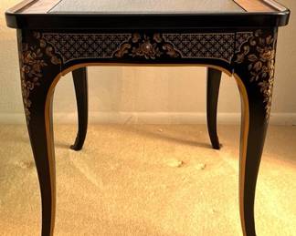Vintage Drexel Black Gold Tray Side Table