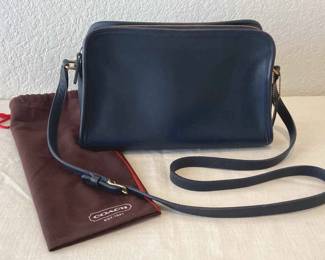 Vintage Coach Navy Blue EastWest Crossbody Handbag