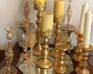 Ornate Gold Candlestick Holders