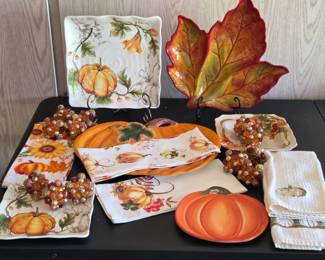 Fall Decor Linens, Platters Napkin Rings