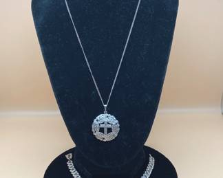 Sterling Silver Cross Medallion Necklace
