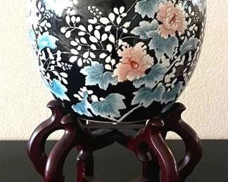 Floral Koi Fish Ceramic Pot