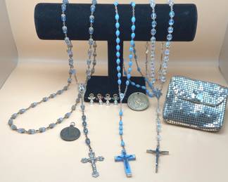 Rosary Bead Necklaces Austrian Crystal Guardian Angel Pins