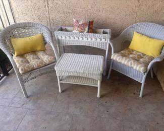 4pc White Wicker Set