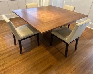4 MCCreary Modern Ansel leather chairs, and Modern Wooden design drop leaf Dining Table (can seat from 4 to 6 people).
