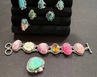 Sterling silver rings with turqoise stones.