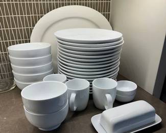 Home brand white dishes.