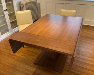 4 MCCreary Modern Ansel leather chairs, and Modern Wooden design drop leaf Dining Table (can seat from 4 to 6 people).