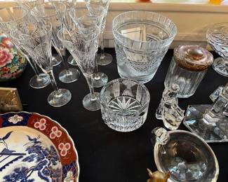 Waterford ice bucket, champagne flutes