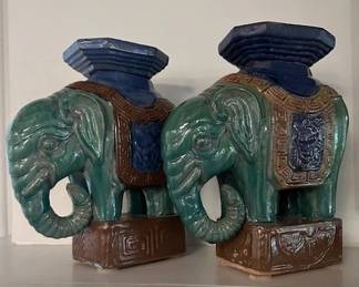 2 Teracotta Elephant plant stands.