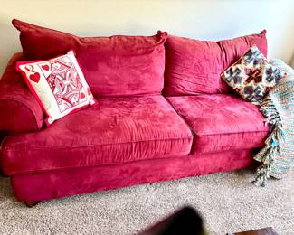 Red micro fiber sofa