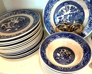 Large selection assorted Blue Willow plates