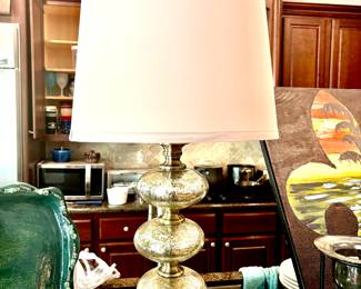 Glam pair of mercury glass lamps