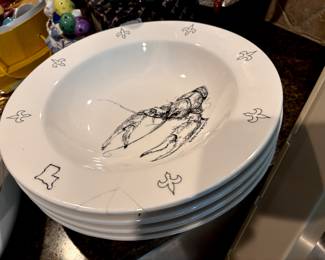 Set of 4 crawfish plates
