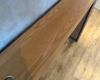 Sofa/entry table. This table was made to fit behind the antique sofa and has holes for lamp cords. Could be used behind a bed headboard, in an entryway, and more! Made of solid wood. Measures 38"H x 57"L x 8"W. $375. Call Patty (or text) with offers to buy and setup a pickup. We will make pickup easy for you! 847-772-0404.