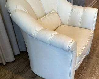 Pair of pebble textured pleather reupholstered chairs (matches the upholstery on the antique sofa). Pair $600. Each measures 32"H x 31"W x 29"D. Call Patty (or text) with offers to buy and setup a pickup. We will make pickup easy for you! 847-772-0404.