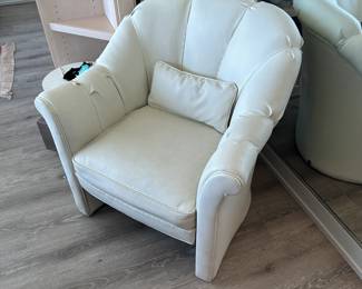 Pair of pebble textured pleather reupholstered chairs (matches the upholstery on the antique sofa). Pair $600. Each measures 32"H x 31"W x 29"D. Call Patty (or text) with offers to buy and setup a pickup. We will make pickup easy for you! 847-772-0404.