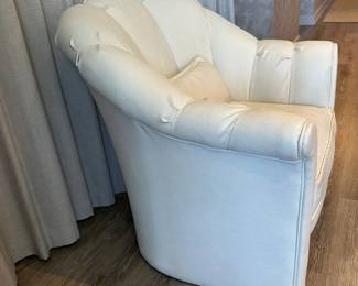 Pair of pebble textured pleather reupholstered chairs (matches the upholstery on the antique sofa). Pair $600. Each measures 32"H x 31"W x 29"D. Call Patty (or text) with offers to buy and setup a pickup. We will make pickup easy for you! 847-772-0404.