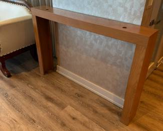Sofa/entry table. This table was made to fit behind the antique sofa and has holes for lamp cords. Could be used behind a bed headboard, in an entryway, and more! Made of solid wood. Measures 38"H x 57"L x 8"W. $375. Call Patty (or text) with offers to buy and setup a pickup. We will make pickup easy for you! 847-772-0404.