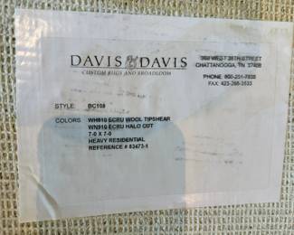 Custom Area Rug measures 7 feet x 7 feet by Davis & Davis Custom Rugs and Broadloom in Ecru Wool. $500. Call Patty (or text) with offers to buy and setup a pickup. We will make pickup easy for you! 847-772-0404.