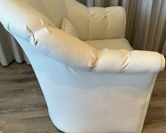 Pair of pebble textured pleather reupholstered chairs (matches the upholstery on the antique sofa). Pair $600. Each measures 32"H x 31"W x 29"D. Call Patty (or text) with offers to buy and setup a pickup. We will make pickup easy for you! 847-772-0404.