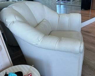 Pair of pebble textured pleather reupholstered chairs (matches the upholstery on the antique sofa). Pair $600. Each measures 32"H x 31"W x 29"D. Call Patty (or text) with offers to buy and setup a pickup. We will make pickup easy for you! 847-772-0404.