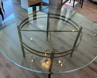 Beautiful brass and glass round table with 6 Hickory reupholstered chairs (only 4 shown). All for $1200. Call Patty (or text) with offers to buy and setup a pickup. We will make pickup easy for you! 847-772-0404.