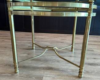Beautiful brass and glass round table with 6 Hickory reupholstered chairs (only 4 shown). All for $1200. Call Patty (or text) with offers to buy and setup a pickup. We will make pickup easy for you! 847-772-0404.