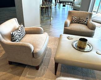 Overview of custom coffee table and carpet with Century chairs. Call Patty (or text) with offers to buy and setup a pickup. We will make pickup easy for you! 847-772-0404.